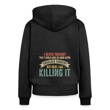 Schulterchirurgie Schulterchirurgie Erholung Gesch - Frauen Premium Bio Zip Hoodie - Schwarz - Hinten - Julia (174cm)