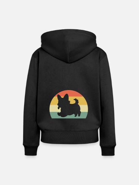 Corgi - Frauen Premium Bio Zip Hoodie - Schwarz