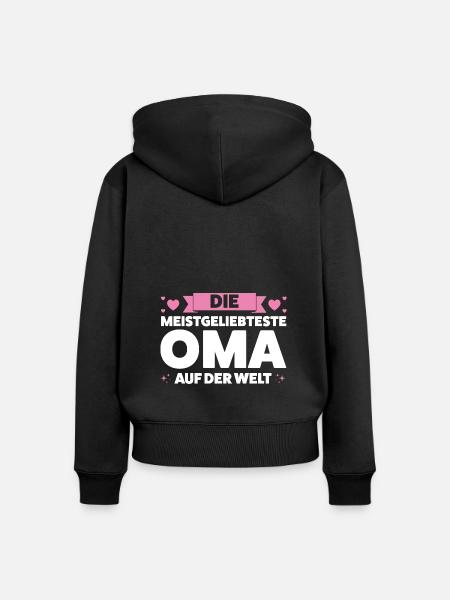 Oma Großmutter Großmütter Geschenk - Frauen Premium Bio Zip Hoodie - Schwarz