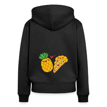 Pizza Hawaï Pizza Ananas - Sweat à capuche zippé Premium bio Femme - noir - Dos - Julia (174cm)