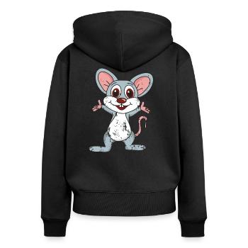 Retro Vintage Grunge Style Maus - Frauen Premium Bio Zip Hoodie - Schwarz - Hinten - Julia (174cm)