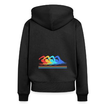 Schwimmen Schwimmer Schwimmbad Schwimmlehrer - Frauen Premium Bio Zip Hoodie - Schwarz - Hinten - Julia (174cm)