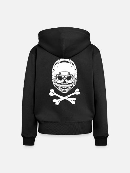 Football - Skull & Bones - Frauen Premium Bio Zip Hoodie - Schwarz