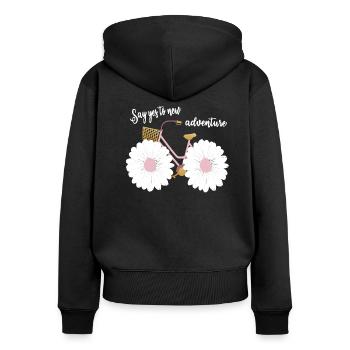 Chemise vélo femme & fleurs chemise femme cadeau - Sweat à capuche zippé Premium bio Femme - noir - Dos - Julia (174cm)