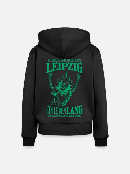 Leipzig Tradition Fußball Geschenk - Frauen Premium Bio Zip Hoodie - Schwarz
