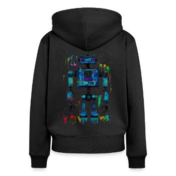 Farbenfroh Roboter Farbe Maler - Frauen Premium Bio Zip Hoodie - Schwarz - Hinten - Julia (174cm)