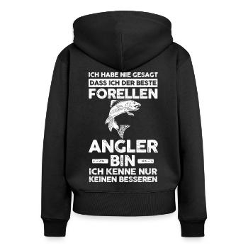 Angeln Forellen Angler - Frauen Premium Bio Zip Hoodie - Schwarz - Hinten - Julia (174cm)