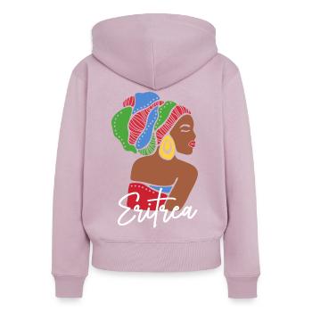 Eritrea Eritreische Flagge Asmara Black Heritage - Frauen Premium Bio Zip Hoodie - Altrosa - Hinten - Julia (174cm)