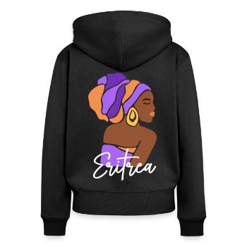 Eritrea Eritreische Flagge Asmara Black Heritage - Frauen Premium Bio Zip Hoodie - Schwarz - Hinten - Julia (174cm)