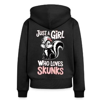 Just a Girl – Skunk Fan - Sweat à capuche zippé Premium bio Femme - noir - Dos - Julia (174cm)