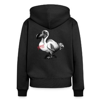 Dodo - Frauen Premium Bio Zip Hoodie - Schwarz - Hinten - Julia (174cm)