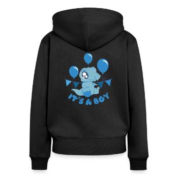 IT'S A BOY - blue dino - Women's Premium Organic Zip Hoodie - black - Back - Julia (174cm)