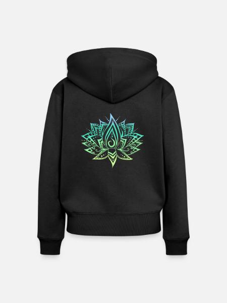 Lotus Pastellfarben - Frauen Premium Bio Zip Hoodie - Schwarz