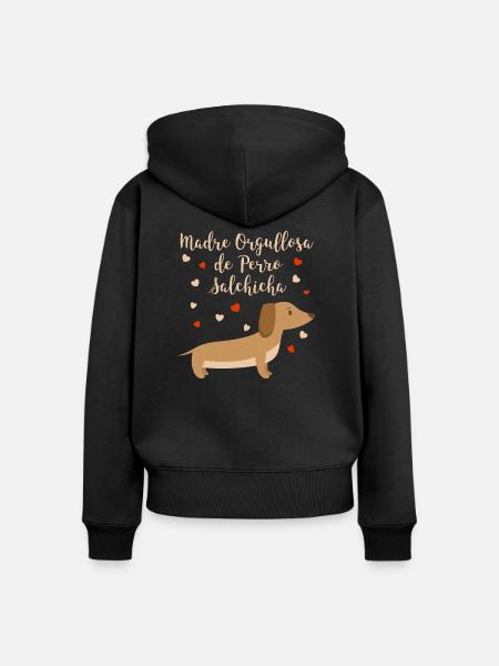 Lustige Stolze Dackel Mama Geschenk - Frauen Premium Bio Zip Hoodie - Schwarz