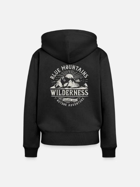 Into the wilderness - Frauen Premium Bio Zip Hoodie - Schwarz