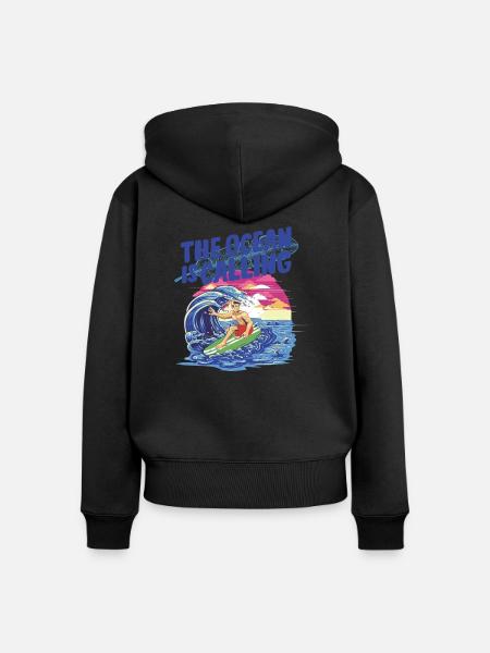 Ocean Design - Frauen Premium Bio Zip Hoodie - Schwarz