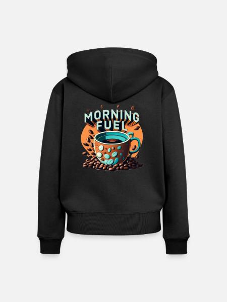 Morgens - Frauen Premium Bio Zip Hoodie - Schwarz
