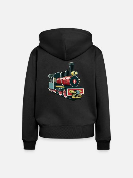 Spielzeugeisenbahn - Frauen Premium Bio Zip Hoodie - Schwarz