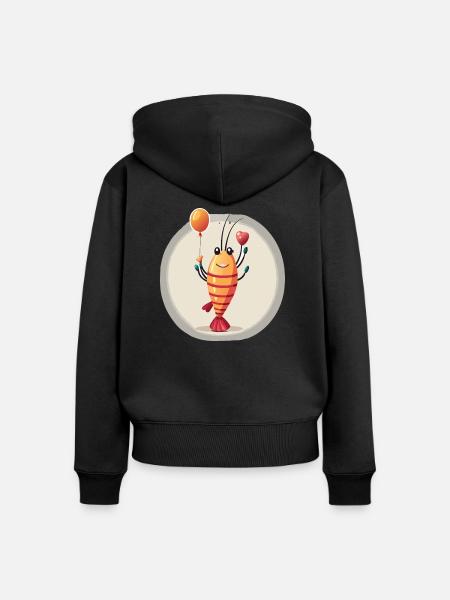 Garnele - Frauen Premium Bio Zip Hoodie - Schwarz