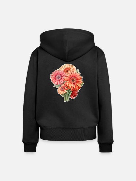 Gerbera Daisies 4 Blüten - Frauen Premium Bio Zip Hoodie - Schwarz