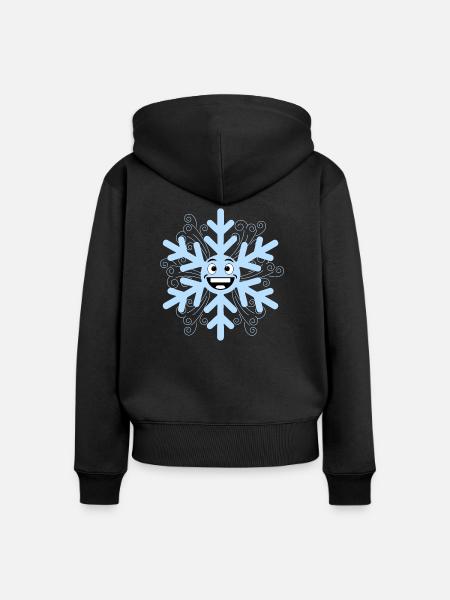Glückliche Schneeflocke - Frauen Premium Bio Zip Hoodie - Schwarz
