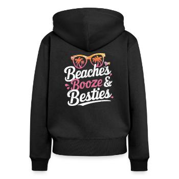 Strände, Cocktails und beste Freundinnen - Frauen Premium Bio Zip Hoodie - Schwarz - Hinten - Julia (174cm)