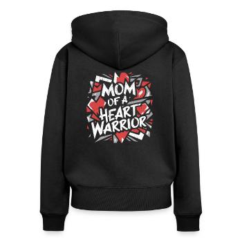 Stolze Mama eines Herz-Kämpfers - Frauen Premium Bio Zip Hoodie - Schwarz - Hinten - Julia (174cm)
