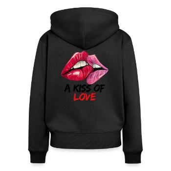 A Kiss of Love - Frauen Premium Bio Zip Hoodie - Schwarz - Hinten - Julia (174cm)