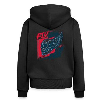 Volez haut - Sweat à capuche zippé Premium bio Femme - noir - Dos - Julia (174cm)