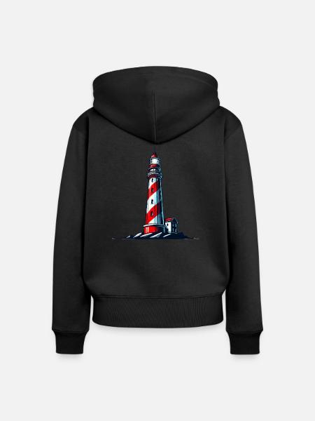 leuchtturm - Frauen Premium Bio Zip Hoodie - Schwarz