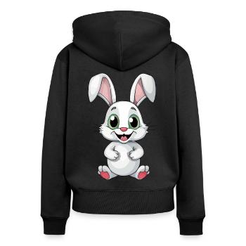 Lustiger Süßer Hase - Frauen Premium Bio Zip Hoodie - Schwarz - Hinten - Julia (174cm)