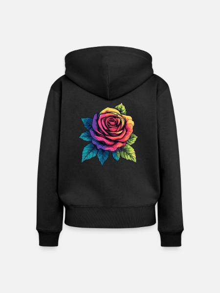 Rose Blume - Frauen Premium Bio Zip Hoodie - Schwarz