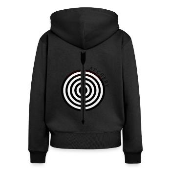 Archerie - Sweat à capuche zippé Premium bio Femme - noir - Dos - Julia (174cm)