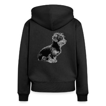 Teckel à poil dur - Chien - Teckel à barbe - Sweat à capuche zippé Premium bio Femme - noir - Dos - Julia (174cm)