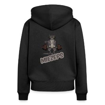Chats de gym disant "chattes" sport ha - Sweat à capuche zippé Premium bio Femme - noir - Dos - Julia (174cm)