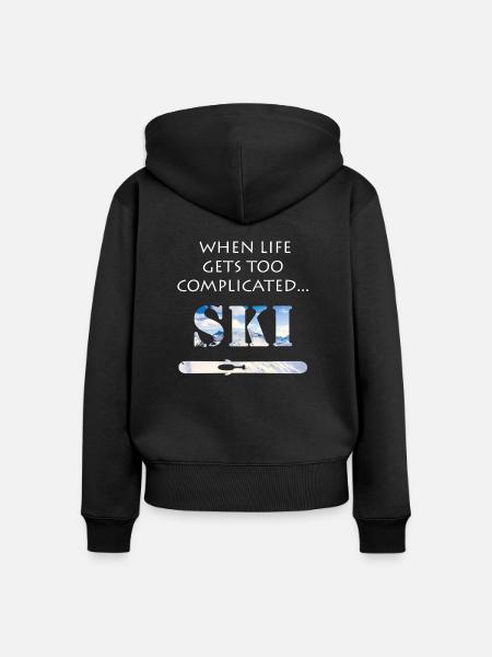 Ski - Frauen Premium Bio Zip Hoodie - Schwarz