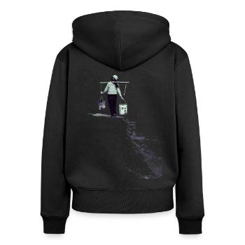 Water carrier - Women's Premium Organic Zip Hoodie - black - Back - Julia (174cm)