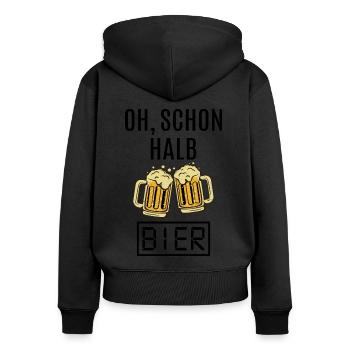 Bier Bierkrug Uhr Bierzelt Biergarten Biertrinker - Frauen Premium Bio Zip Hoodie - Schwarz - Hinten - Julia (174cm)