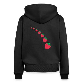 Strawberry Rainbow - Frauen Premium Bio Zip Hoodie - Schwarz - Hinten - Julia (174cm)
