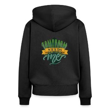 tomorrow needs me, superheld, Selbstbewusstsein - Frauen Premium Bio Zip Hoodie - Schwarz - Hinten - Julia (174cm)