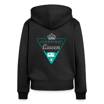 Camping-Shirt Queen - Sweat à capuche zippé Premium bio Femme - noir - Dos - Julia (174cm)