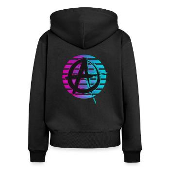 Anarchist Anarchismus Anarchie Neon Symbol - Frauen Premium Bio Zip Hoodie - Schwarz - Hinten - Julia (174cm)