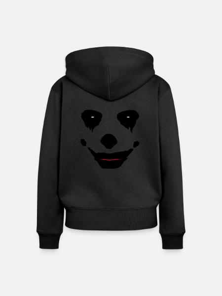 Payaso de halloween payaso de terror joker cara satanás - Sudadera ecológica prémium con cremallera para mujer - negro