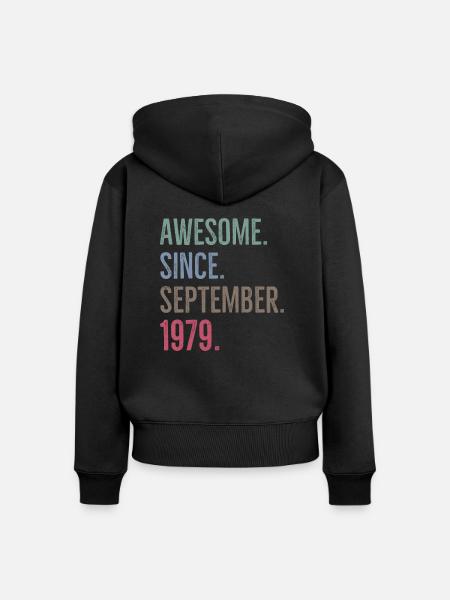 Awesome seit September 1979 - Frauen Premium Bio Zip Hoodie - Schwarz