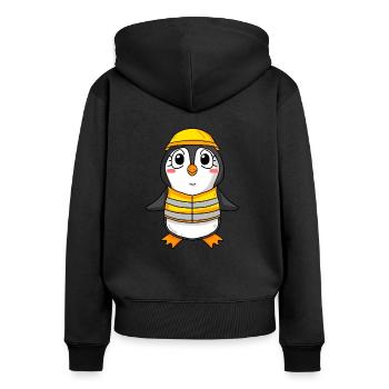 Topping out penguin house building house building gift - Women's Premium Organic Zip Hoodie - black - Back - Julia (174cm)