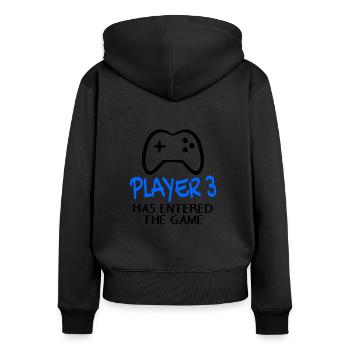 Player 3 has entered the game - Geburt Schwanger - Frauen Premium Bio Zip Hoodie - Schwarz - Hinten - Julia (174cm)