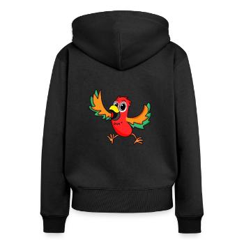 perroquet - Sweat à capuche zippé Premium bio Femme - noir - Dos - Julia (174cm)