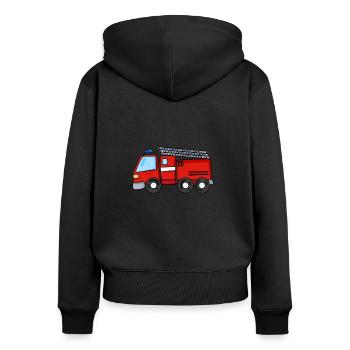 Camion de pompier - Sweat à capuche zippé Premium bio Femme - noir - Dos - Julia (174cm)