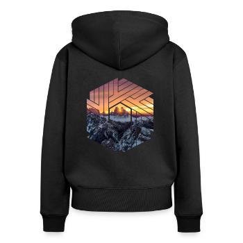 Trois pentes Dolomites paysages de montagne - Sweat à capuche zippé Premium bio Femme - noir - Dos - Julia (174cm)