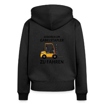 Gabelstapler Stapler Shirt - Frauen Premium Bio Zip Hoodie - Schwarz - Hinten - Julia (174cm)
